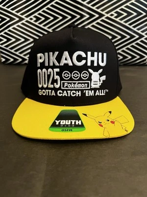 Pokemon Gotta Catch 'Em All Youth Negro Snapback Sombrero Pikachu Talla Única Se Adapta a la mayoría Foto 1 de 4