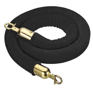 3.9 Feet Black Velvet Stanchion Rope Crowd Control Rope Golden - Picture 1 of 6