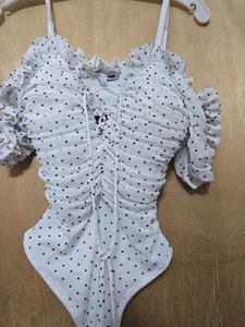 New With Tags. Fashion Nova Polkadot Bodysuit. Adjustable Strap. Padded Bra - Picture 1 of 4