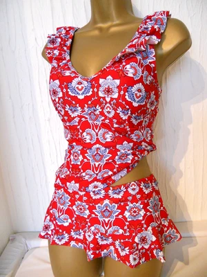 RED / WHITE TU SWIM SKIRT TANKINI BIKINI SIZE 10 BRIEFS 12 TOP SWIMWEAR - Image 1 of 3