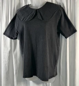 Zara Peter Pan Collar Short Sleeves Top, Heather Gray, Sz: M, 81-34 - Picture 1 of 10