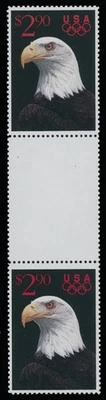 1991, USA BALD EAGLE $2.90, VERTICAL GUTTER PAIR FINISHED DESIGN PROOFS, SC#2540 - Image 1 of 2