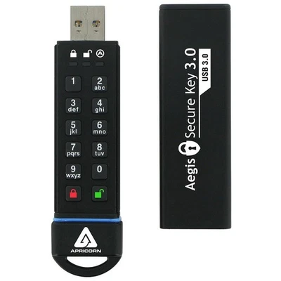 Apricorn Aegis Secure Key - USB 3.0 Flash Drive, ASK-256-30GB Encrypted USB Memo - Image 1 of 4