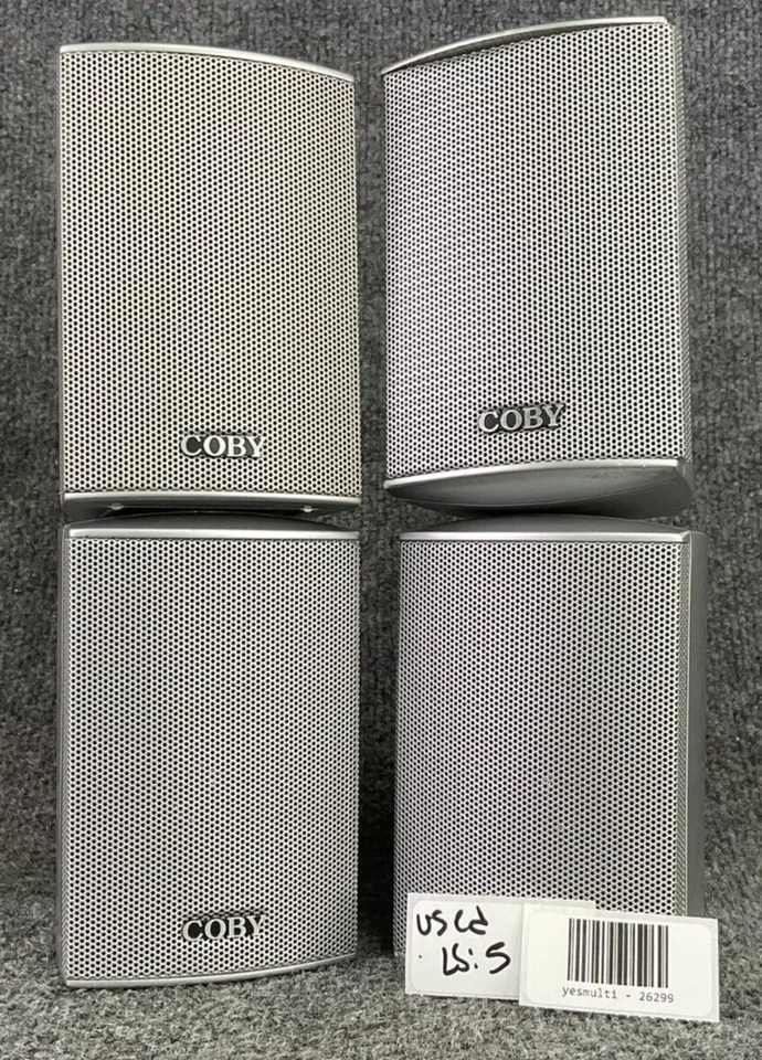 Coby 5.1 Surround Satellite Speakers Set of 4 🎶 Silver Color – Wired - Image 1 of 4
