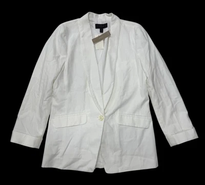 J Crew Unstructured Shawl Collar Cotton Linen Blazer White Womens 4 NWT H6199 - Image 1 of 4
