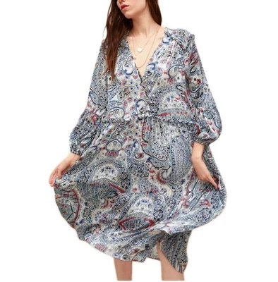 Vestido midi con hilos metálicos semi transparentes estampado cachemir de ZARA para mujer talla M Foto 1 de 4