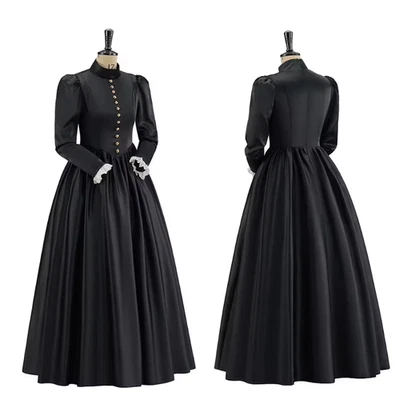 Medieval Victorian Lady Eadwardian Retro Black Day Dress Victorian Civil War - Image 1 of 4