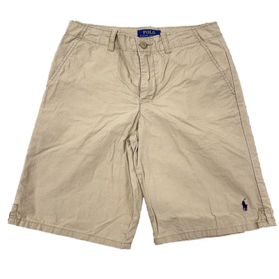 Polo Ralph Lauren Chino Shorts Boys 12 Tan Khaki Blue Pony Dress Preppy - Image 1 of 4