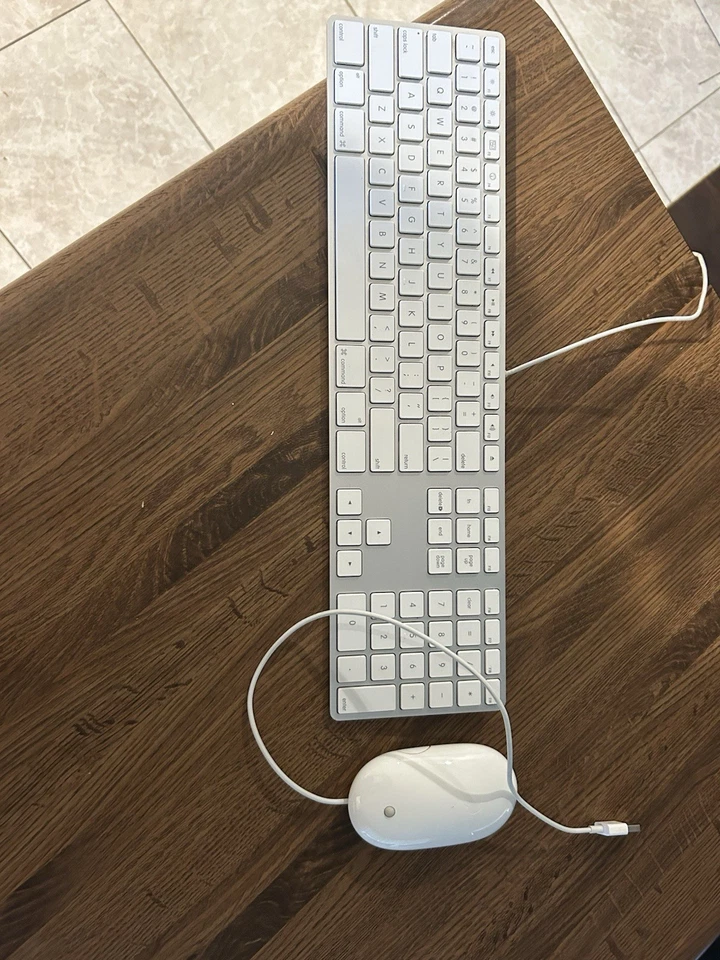 Teclado y mouse Apple Mac Book usados con cables. Foto 1 de 4