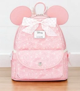 Loungefly Disney Minnie Mouse Debossed Bows Mini Backpack NWT - Picture 1 of 5