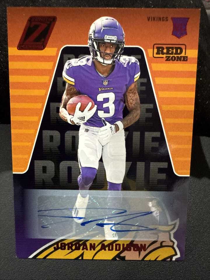 🔥🏈2023 Panini Zenith Jordan Addison Red Zone Auto (RC) GRADE IT NOW, CHEAP! - Image 1 of 4