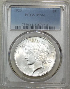 1923 Peace Silber Dollar PCGS MS61 Frosty White gerade bewertet neuer Halter PQ #V184E - Bild 1 von 2