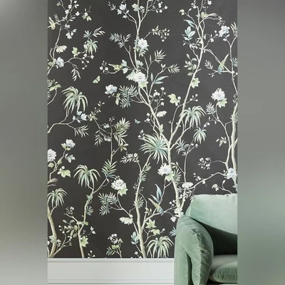 Nuevo mural de pared Anthropologie negro tropical chinoiserie Foto 1 de 4