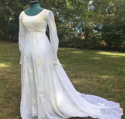 Vestido Camisa Novia Victoriano Pradera Encaje Años 70 Gunne Sax Vintage Foto 1 de 4