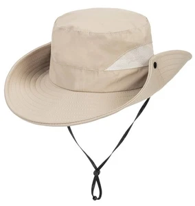 Outdoor Mesh Sun Hat Wide Brim UV Sun Protection Boonie Hat Fishing Hiking Hat - Picture 1 of 9
