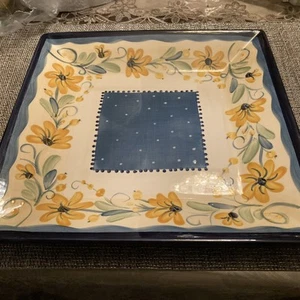 A Tabletops Gallery BELLA FLORA Appetizer Plates Hand-Painted Earthenware - Picture 1 of 6