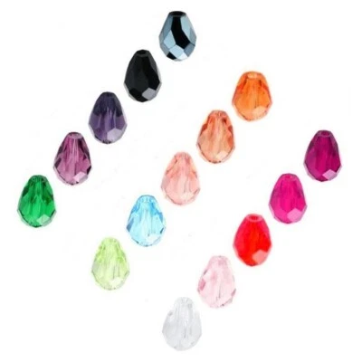 Faceted Teardrop Crystal Bead Beads Loose Spacer Beads DIY Jewelry 5*7mm 70Pcs - Image 1 of 4