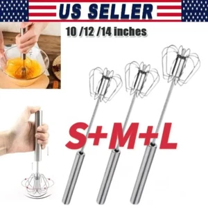 Semi-Automatic Egg Whisk Hand Push Egg Beater Stainless Steel Blender Mixer Whis - Picture 1 of 9