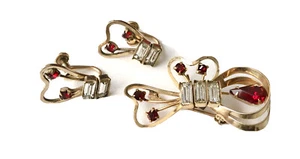 Orecchini Vintage Gold Filled Firmati INC Nastro Fiocco Spilla Spilla Pendente & Vite Back - Foto 1 di 11