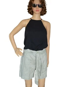 Neu mit Etikett Lauren Ralph Lauren Damenshorts aus 100 % Leinen mit Gürtel Größe 4 Ranch salbeigrün - Bild 1 von 7