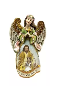 Statuina Angelo Prima Comunione dipinta a mano con croce e scena di Gesù con bambino - Foto 1 di 5