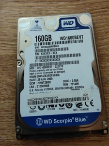 160GB WD Scorpio Blue WD1600BEVT 2.5" Sata II Drive - Afbeelding 1 van 1