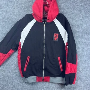 Rich Star Jacket Men's Large Black Red Embroidered Full Zip HOoded Long Sleeve - Picture 1 of 10