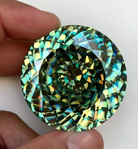 Blue-Green 40.7 Ct Certified Natural Sapphire Sri Lanka Round Cut Loose Gemstone - Picture 1 of 5