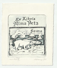 VALTER KRANER: Exlibris für Alma Petz, Eisbär