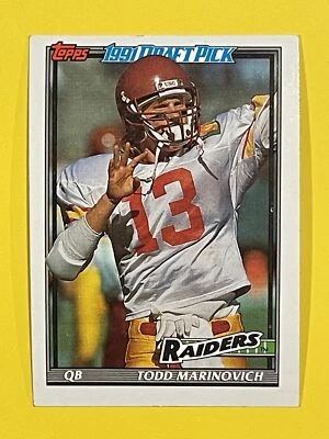 Todd Marinovich 1991 Topps Rookie #83 Los Angeles Raiders - Image 1 of 2