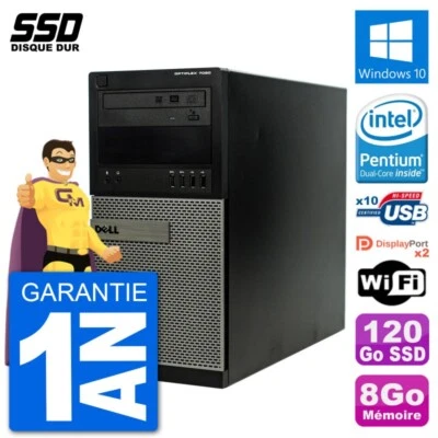 PC tour DELL 7020 Intel Pentium G3220 RAM 8Go SSD 120Go Windows 10 Wifi - Imagen 1 de 3