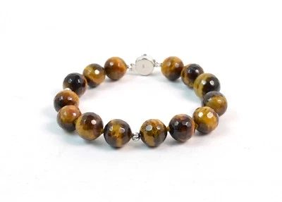 Bracciale in Occhio di Tigre, Intercalari e chiusura in Argento 925.MadeinItaly - Immagine 1 di 2