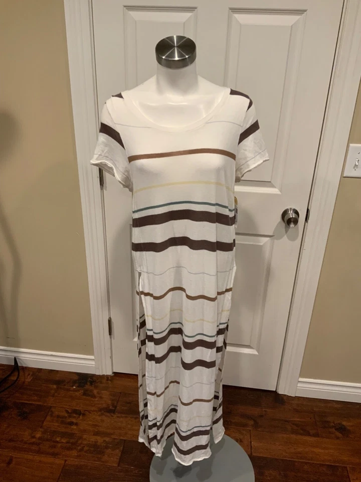 Free People White Maxi Dress W/ Multicolor Stripes, Size Small - Image 1 of 4