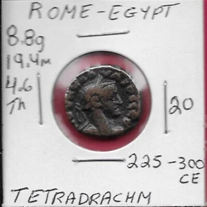 EGYPT,ROME ALEXANDRIA TETRADRACHM (c.225 - c.300 CE),LARGE EAGLE RIGHT,PORTRAIT  - Picture 1 of 2