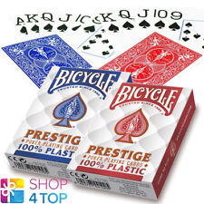 BICYCLE PRESTIGE 100% PLASTIC POKER PLAYING CARDS DECK JUMBO INDEX BLUE RED NEW