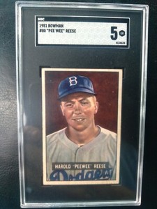 1951 Bowman 80 Pee Wee Reese Brooklyn Dodgers HOF SGC 5 EX clean centered