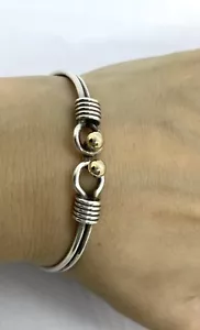 Brazalete vintage de plata esterlina de oro 14K doble gancho y brazalete para ojos de 6,5/8"" 15,75 g - Imagen 1 de 11