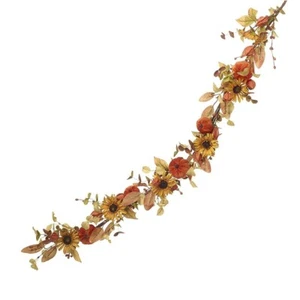 Autumn Foliage, Velvet Pumpkin, Berry and Sunflower Garland 150cm/59 Inches - Picture 1 of 1
