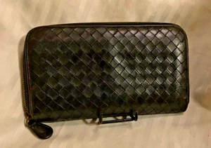 Bottega Veneta Intrecciato Weave Karung Continental Black Wallet Classic Wallet - Picture 1 of 12