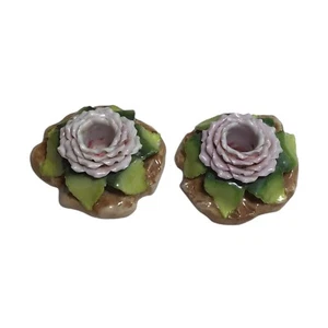 Candelabro flor camelia porcelana hueso porcelana - Imagen 1 de 4