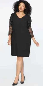 Eloquii Womens Knee Length Dress Size 26 Sheer Sleeves Vneck Whimsigoth Witchy - Bild 1 von 10