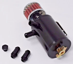 Motor K Black Baffled Aluminum Oil Separator Catch Can Tank W/ Breather Filter - Picture 1 of 4