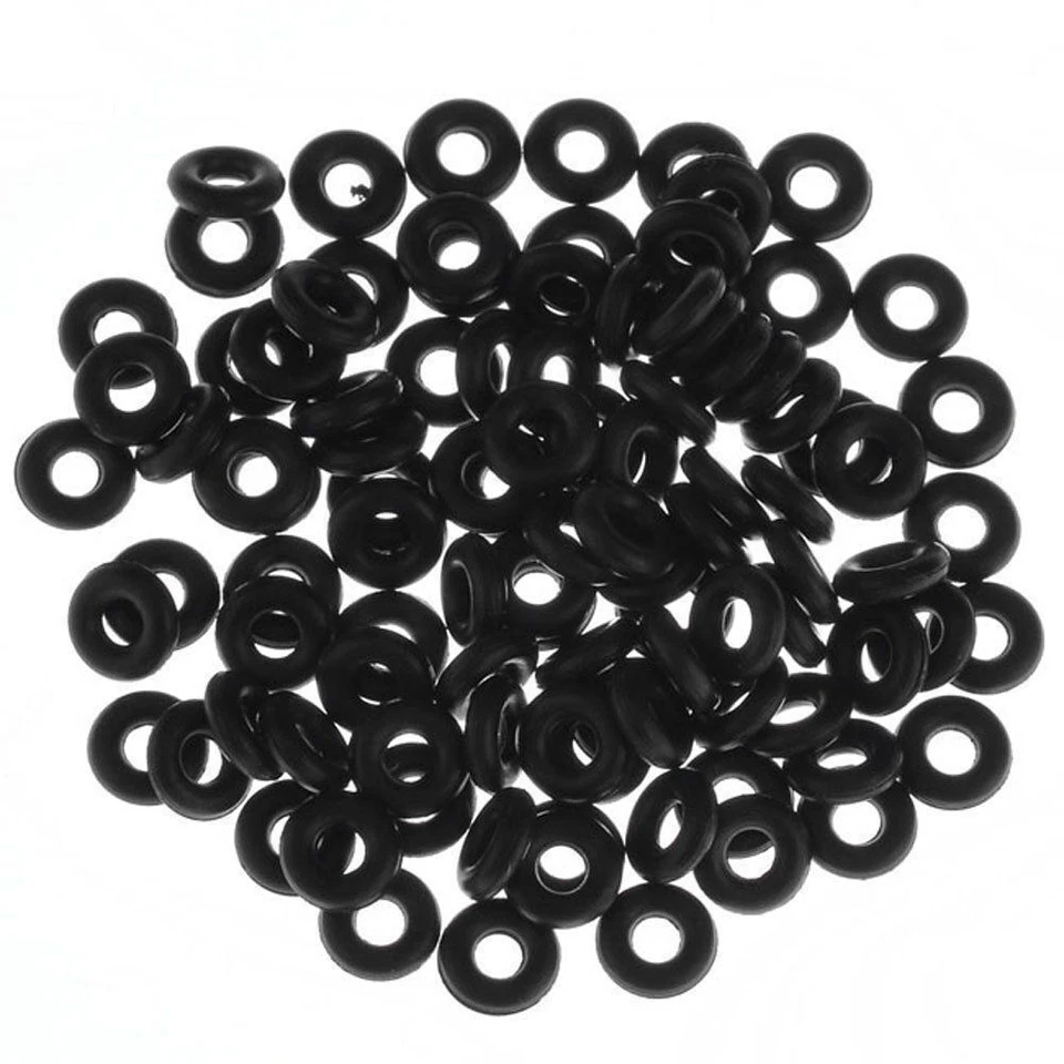 100 Black Rubber Replacement O-rings for Ear Gauge Ear Plugs Jewelry - Image 1 of 1