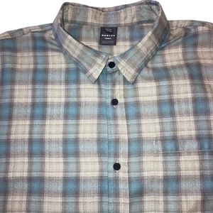 Camisa Oakley Podium manga larga a cuadros verde XXL tejida de franela con botones para hombre - Imagen 1 de 9