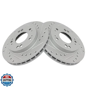 TRQ Performance Disc Brake Rotor Drilled and Slotted G-Coated Front Pair - Picture 1 of 5