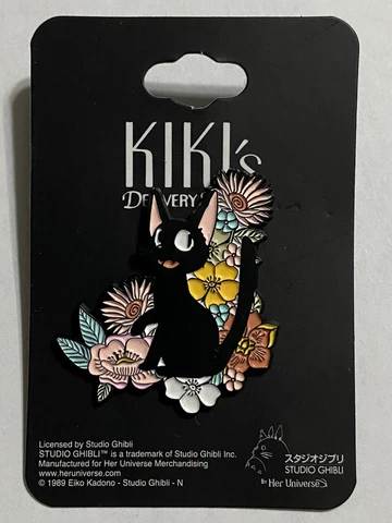 Studio Ghibli Kiki's Delivery Service Jiji Flower Enamel Pin Cover