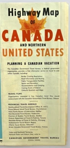 1956 Large CANADA HIGHWAY MAP & Northern U. S. Travel Information Mileage 1F - Picture 1 of 6