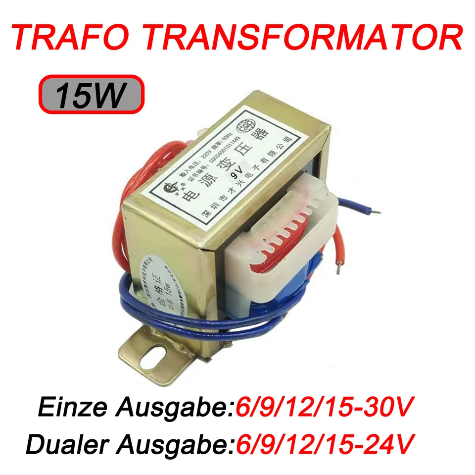 15W Trafo Transformator Netztrafo DB-15VA Eingang 220V Einzel/Dualer Ausgang - Bild 1 von 4