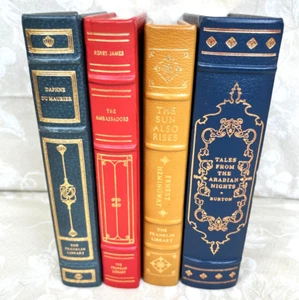4 libros de la biblioteca Franklin, encuadernados en cuero oro 22K dorado Hemingway y otros autores - Imagen 1 de 19