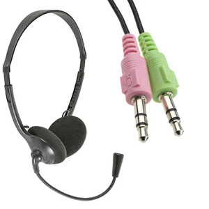 Multimedia Einstellbar Headset Mit Boom Mikrofon Doppel 3.5mm Stecker 1.8m - Bild 1 von 4
